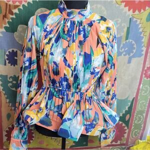 Beulah Blouse Small Colorful Designer Reg 295